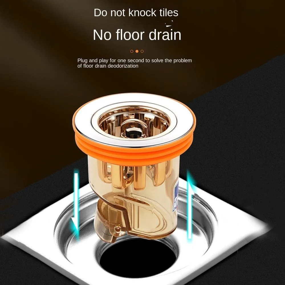 

2 pcs Under The Water Shower Floor Drain 1.77" x 1.73" Anti-backflow One Way Drain Plug Plastic & Metal with Handle Drain Valve