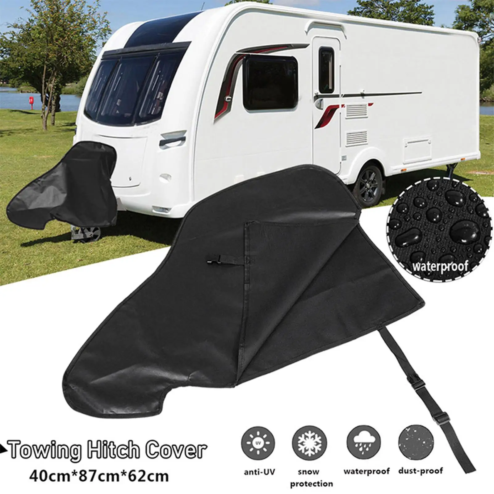 

PVC Caravan Towing Hitch Cover, RV UV Blockage Rain Snow Ptotector Hook Connector Cover, Dustproof Trailer Universal Campervan
