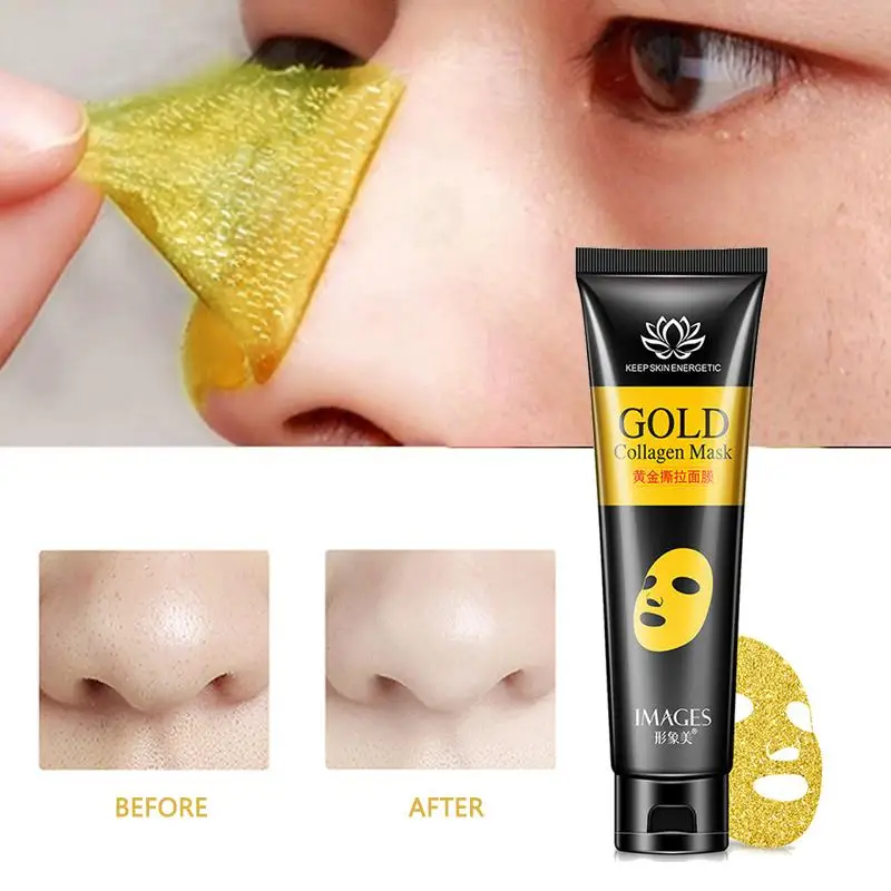 

24K Gold Collagen Face Mask Anti Aging Remove Acne Whitening Lifting Smooth Tear Peel Off Masks Skin Care 60g