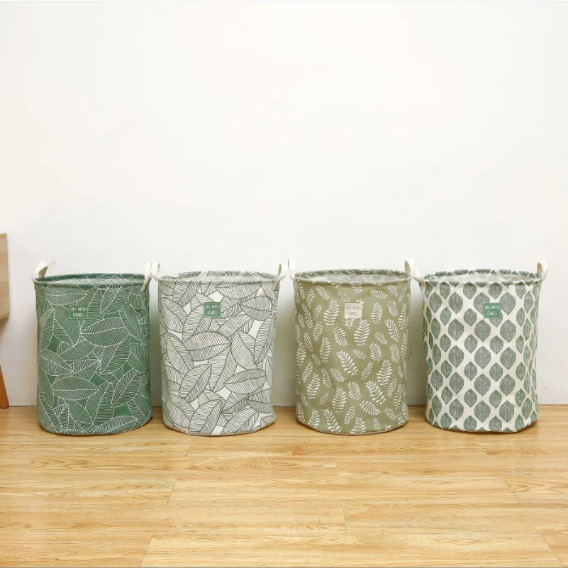 

European style Folding Waterproof Laundry Hamper Clothes Storage Baskets Home decoration Leaves barrel kids toy organizer basket