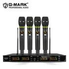 Беспроводной микрофон G-MARK G440XFM, 4-канальный ручной динамический металлический корпус с возможностью выбора частоты для караоке, сцены вечерние НКИ, шоу