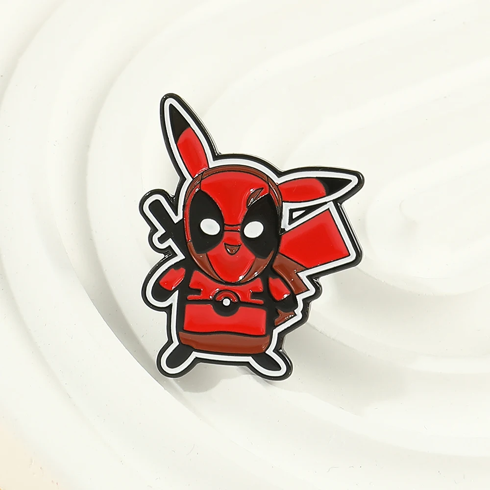 

Marvel Deadpool Badge On Backpack Pikachu Lapel Pin Brooch Metal Enamel Lapel Cartoon Jewelry Gift for Friend Clothes Decoration