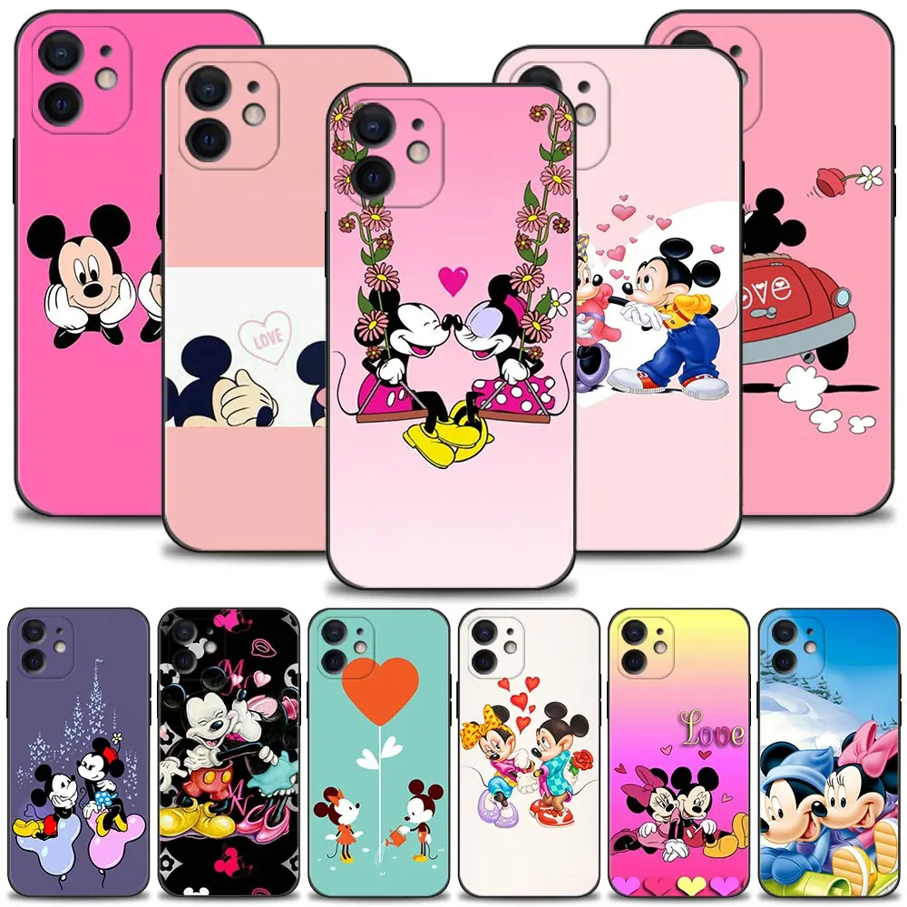 

Silicone Case For Apple iPhone 13 12 11 Pro Max Mini XS Max XR X 7 8 6 6S Plus 5 5S SE 2020 Cover Mickey Minnie Mouse Lovers