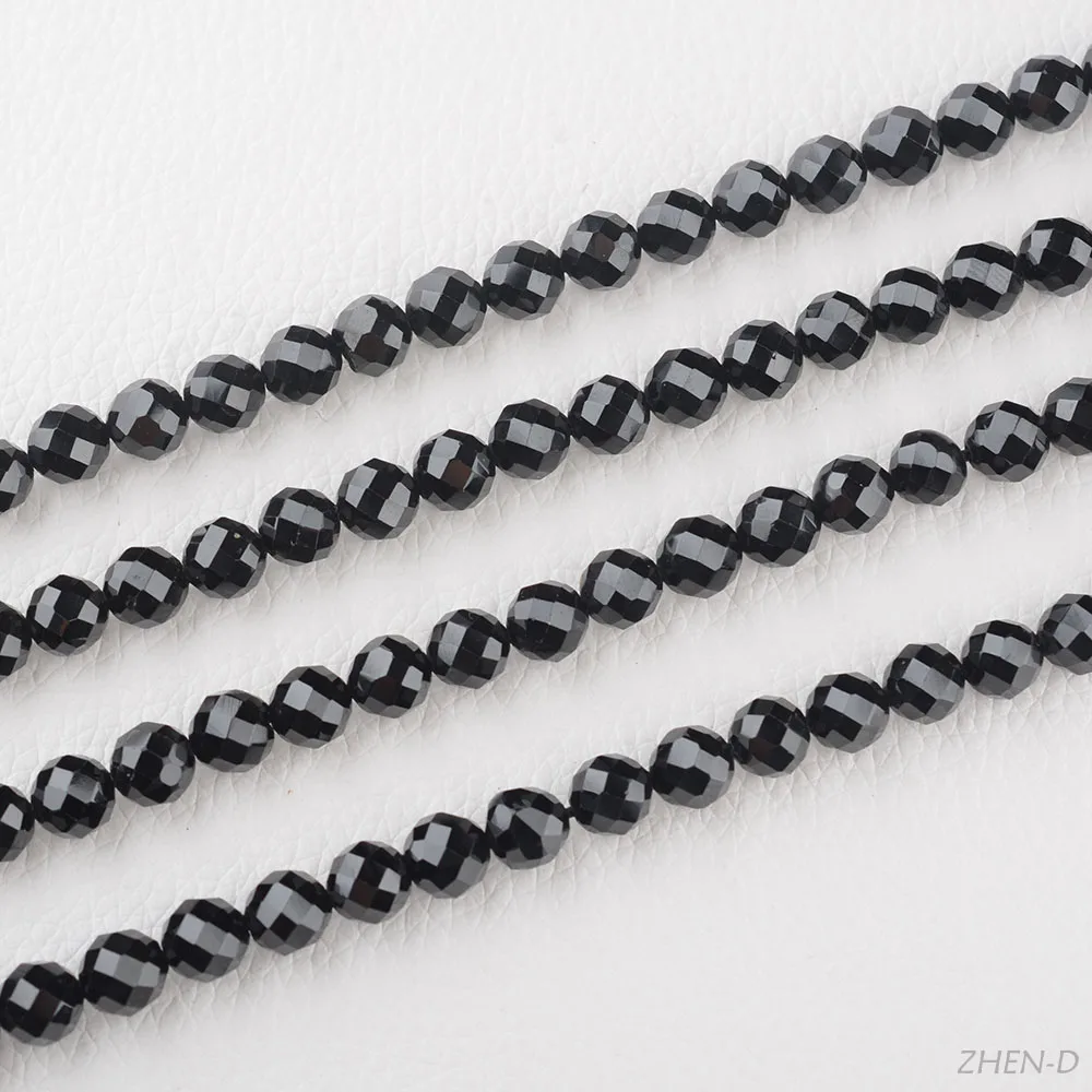 

ZHEN-D Natural Stones Black Spinel Faceted Loose Beads DIY for Jewelry Making Gemstone Bracelet Necklace Cool Energy Stone