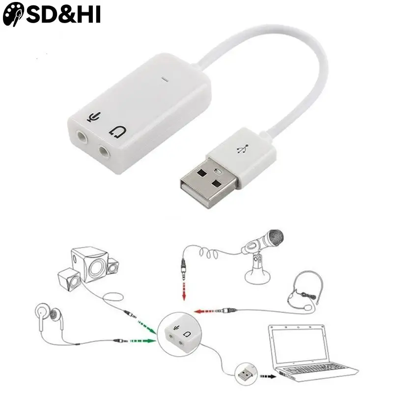 

USB-звуковая карта Виртуальный 7,1 3D Внешний USB аудио адаптер USB к разъему 3,5 мм наушники микрофон Звуковая карта для ноутбука ПК