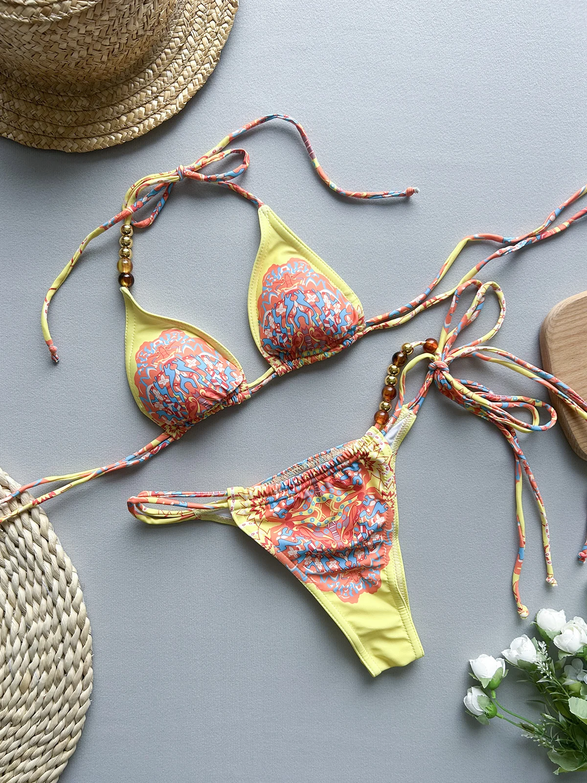 Бикини пуш-ап сексуальный женский купальник 2024 комплект бикини с принтом