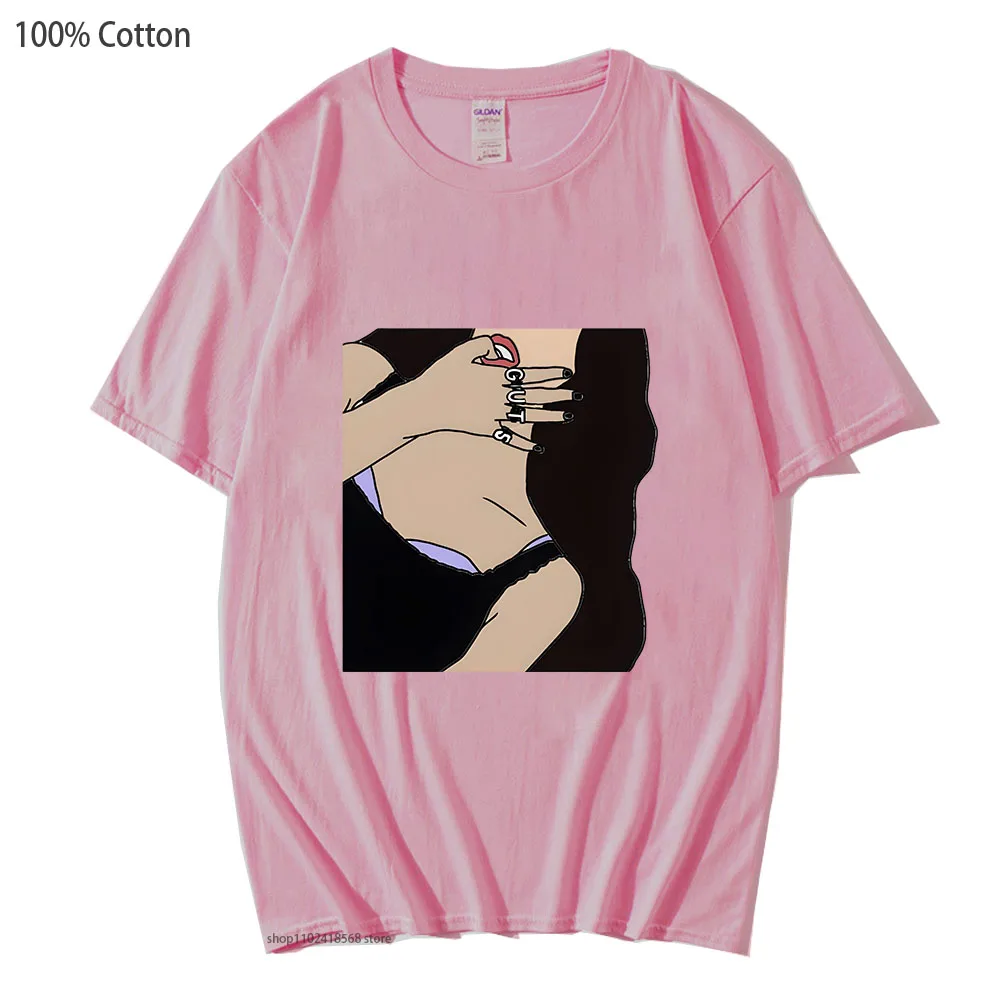 

Olivia Rodrigo Guts T-Shirts for Men Anime Shirt 100% Cotton Summer Tshirts Harajuku Top Fashion Women Clothing Y2k Clothes Male