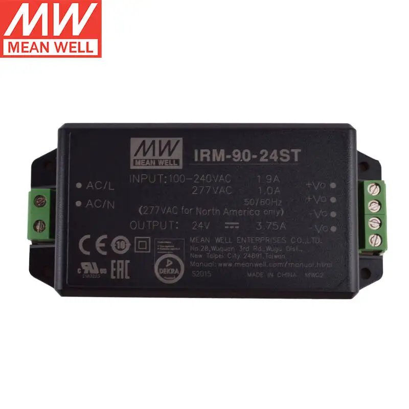 IRM-90-24ST 24 В 3 75 А 90 Вт AC-DC meanwell PCB-Mount Зеленый модуль питания Импульсный источник с