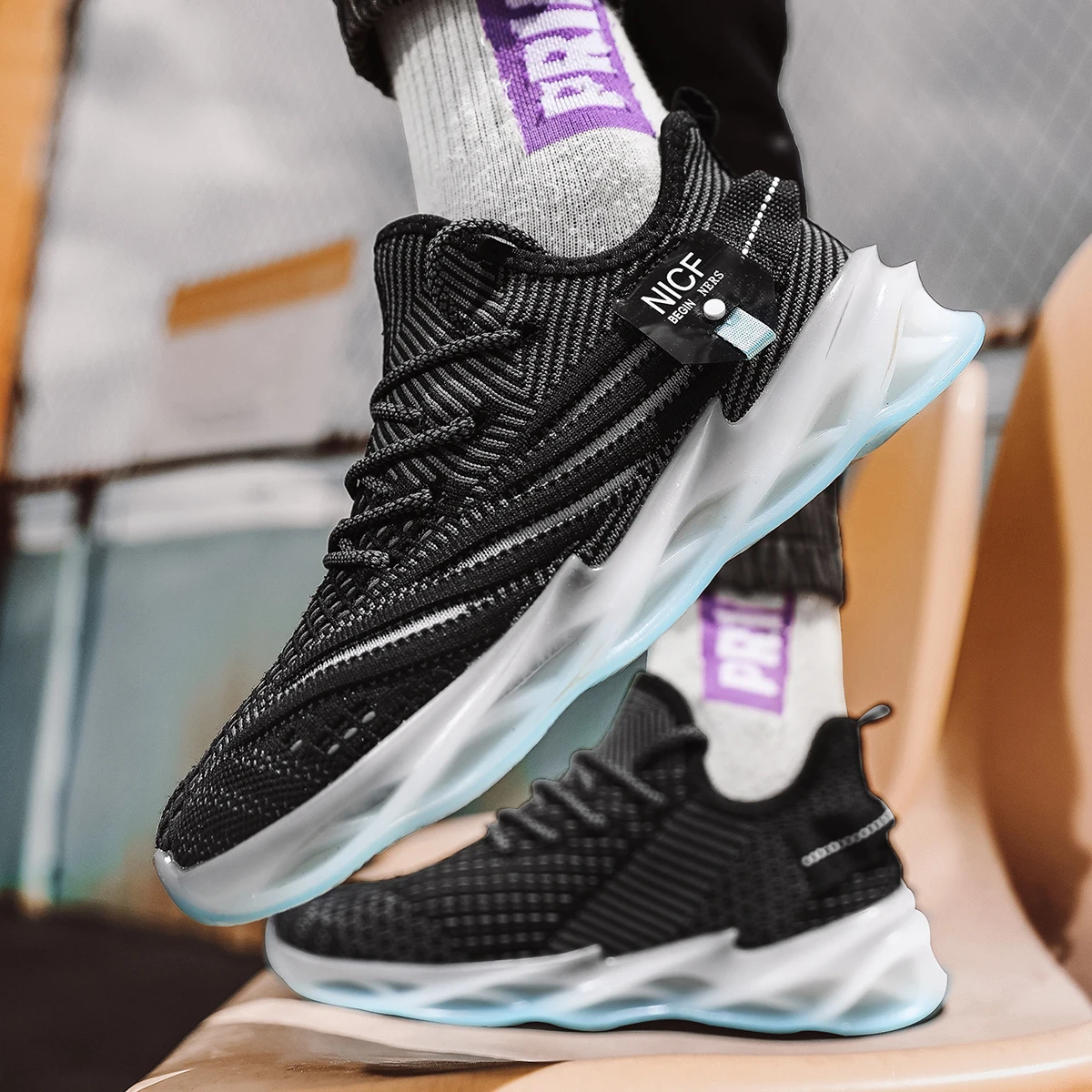 

Мужские Нескользящие кроссовки, черные дышащие кроссовки из кожи, повседневная спортивная обувь для бега, 2023