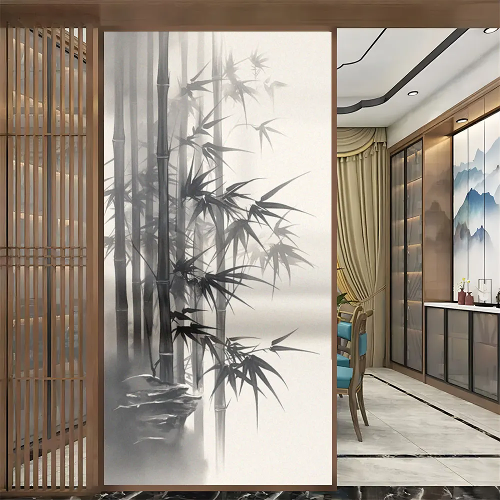Статичная матовая оконная пленка для конфиденциальности  бамбуковый узор
