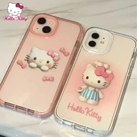 hello kitty cartoon 3d cat soft phone cases for iphone 13 12 11 pro max mini xr xs max 8 x 7 se 2022 anti fall back cover shells