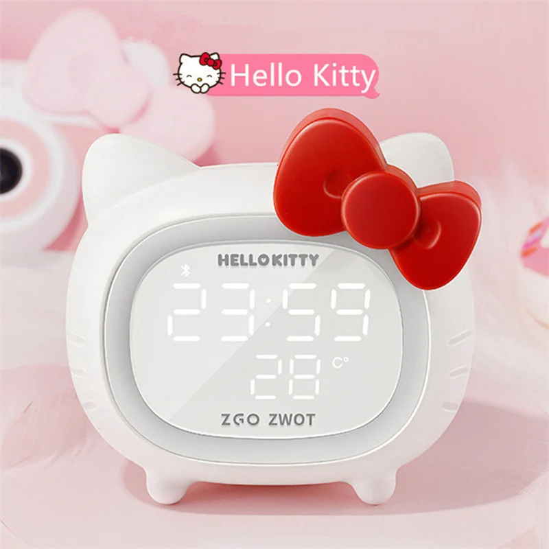 Sanrio Original Bluetooth Speaker Hello Kitty Bedroom Decoration Children Smart Alarm Clock Girl Led Night Light Fast Delivery