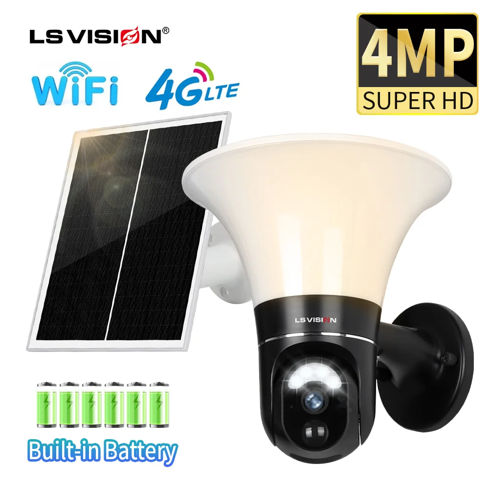

Камера Наружного видеонаблюдения LS VISION, 4 МП, 4G, Wi-Fi, PTZ