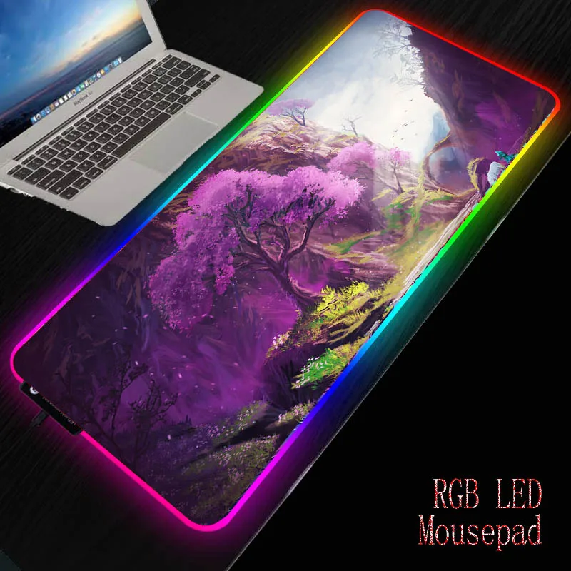 

MRGBEST Horse Landscape Tree RGB Mousepad Large Mouse Pad Gamer Desk Mouse Mat Led Mause Pad Backlit Keyboard Mice Mat