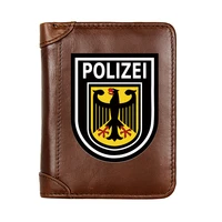 fashion luxury german police cover genuine leather men wallet classic pocket slim card holder male short coin purses