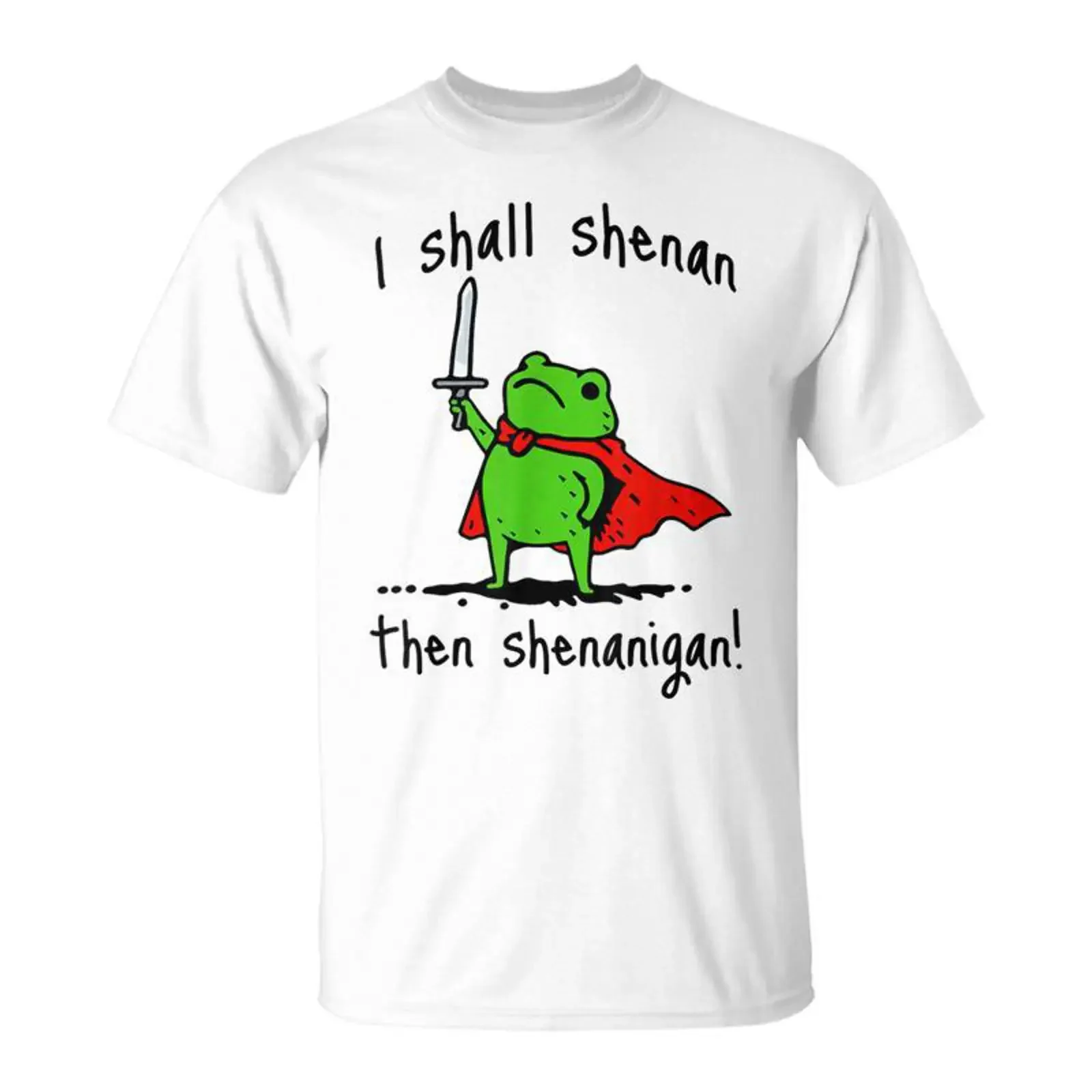 Фото Футболка I Shall Shenan Then Shenanigan с милым мемом-лягушкой, винтажная, универсальная, стильная, унисекс, для повседневной носки №1