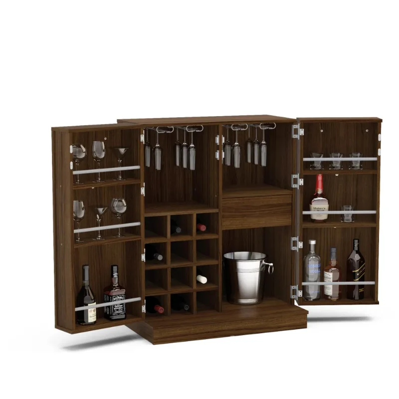 

Шкаф для бара Boahaus Ливерпуль, хранилище для вина, темно-коричневая отделка