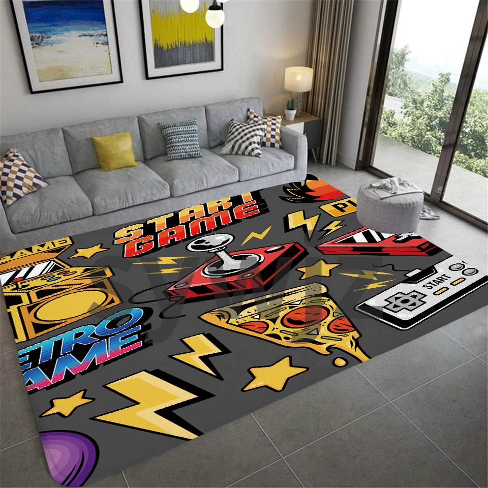 Game Console Page Printed Carpet Flannel Non-slip Large Living Room Home Decor Children's Bedroom Furry |