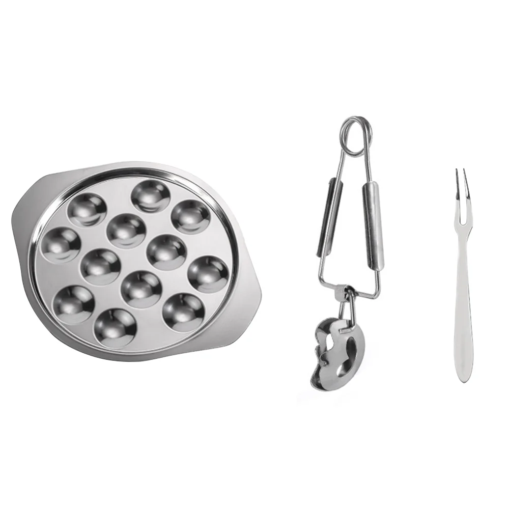 

Conch Cooking Tools 12 Holes Snail Plate Oyster Compartment Steel Shell Escargot Metal Barbecue