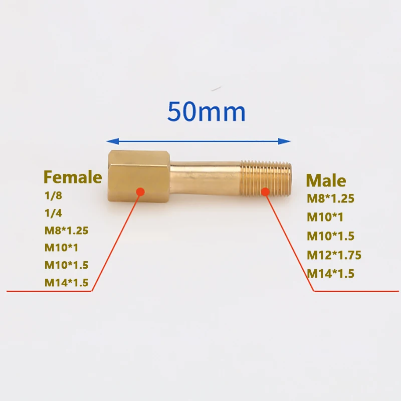 Латунь 1/8 1/4 M8*1,25 M10*1 M12*1,75 M14*1,5 BSP Шестиугольная внутренняя и наружная резьба Удлинительное соединение Механическая штанга Медные фитинги