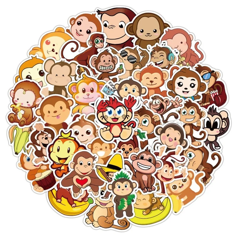 

50 мультфильмов обезьяна наклейка Kawaii милые животные наклейка DIY ноутбук багажник скейтборд мобильный компьютер стакан воды классика детская игрушка