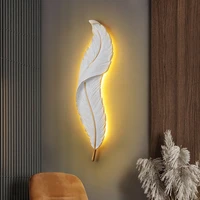 deyidn modern white feather wall lights simple decorative lamp for living room bedroom sofa background led aisle stairs fixtures
