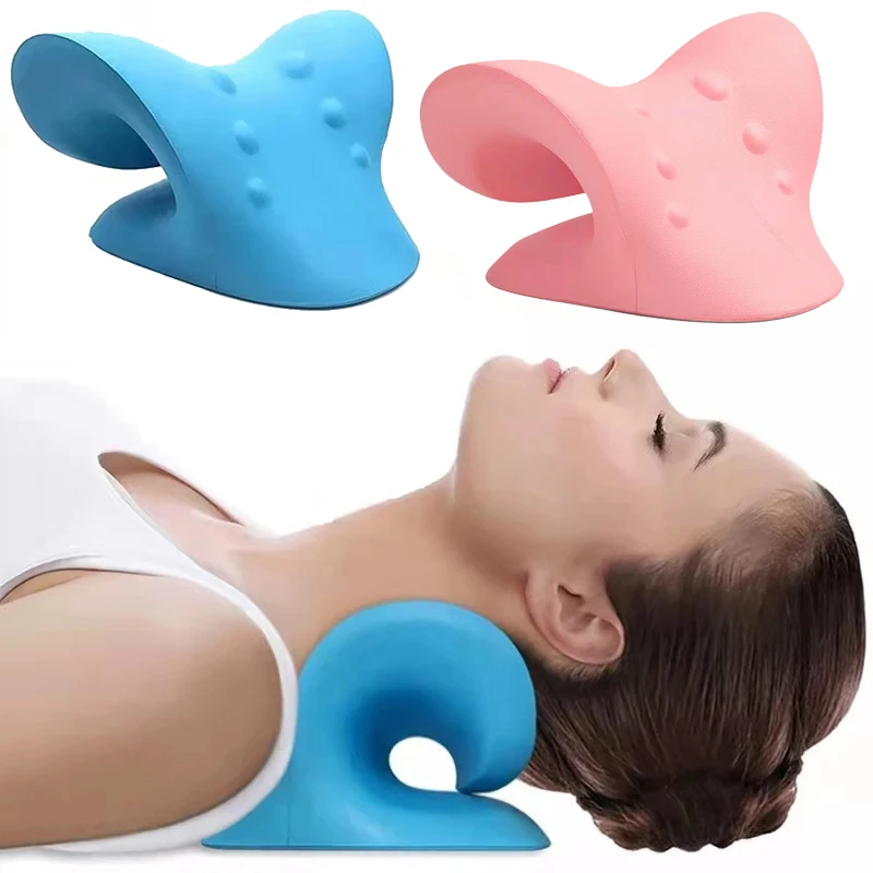 Neck Shoulder Stretcher Relaxer Cervical Chiropractic Traction Device Pillow for Pain Relief Cervical Spine Alignment Massager