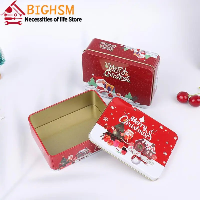 Metal Rectangular Empty Mini Tin Box Tinplate Candy Cases Bin Jar Merry Christmas Packaging Supply