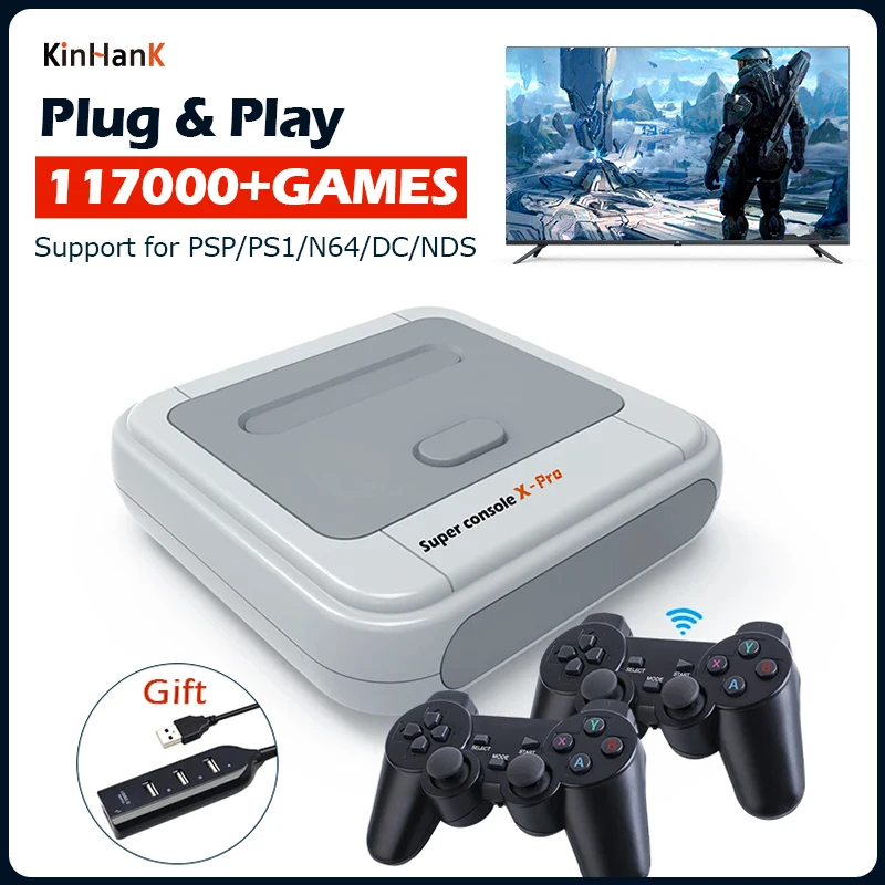 Retro Video Game Consoles Super Console X Pro With 117000+ Classic Games For PS1/PSP/N64/DC/NDS 4K Wifi TV Box Video Game Player