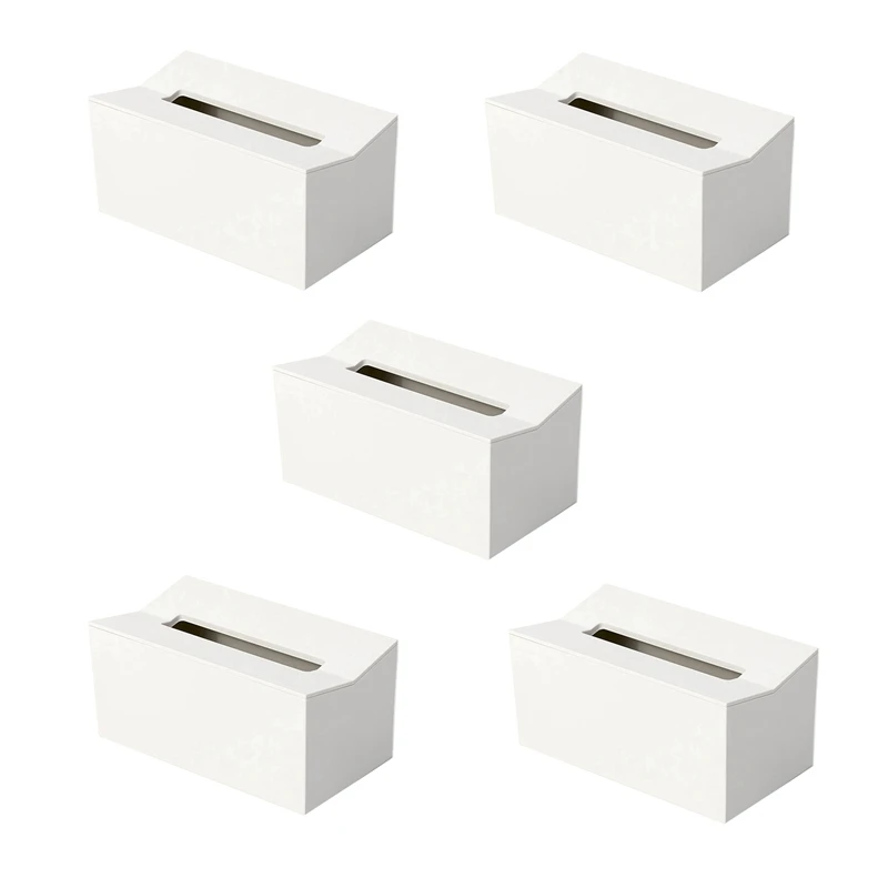 

4X Kitchen Tissue Box Cover Napkin Holder For Paper Towels Box White