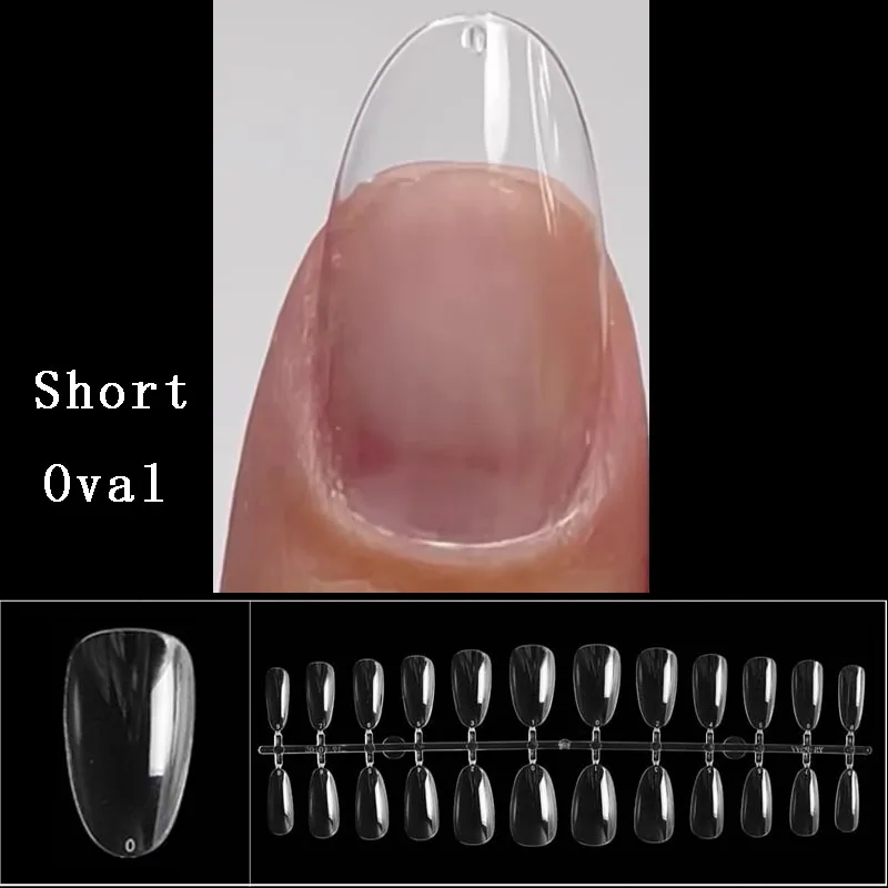 120 шт. мягких гелевых коротких налетов для искусственных ногтей в форме миндалей. Система удлинения, моделирование, полное покрытие капсулами балерины. Накладные ногти на пресс-он.