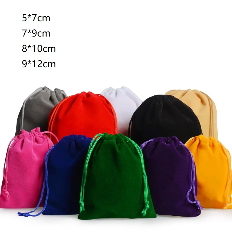 

50Pcs/lot Multicolor Velvet Drawstring Bags&small Pouches Jewelry Package Bags Christmas Wedding Packaging Gift Bags