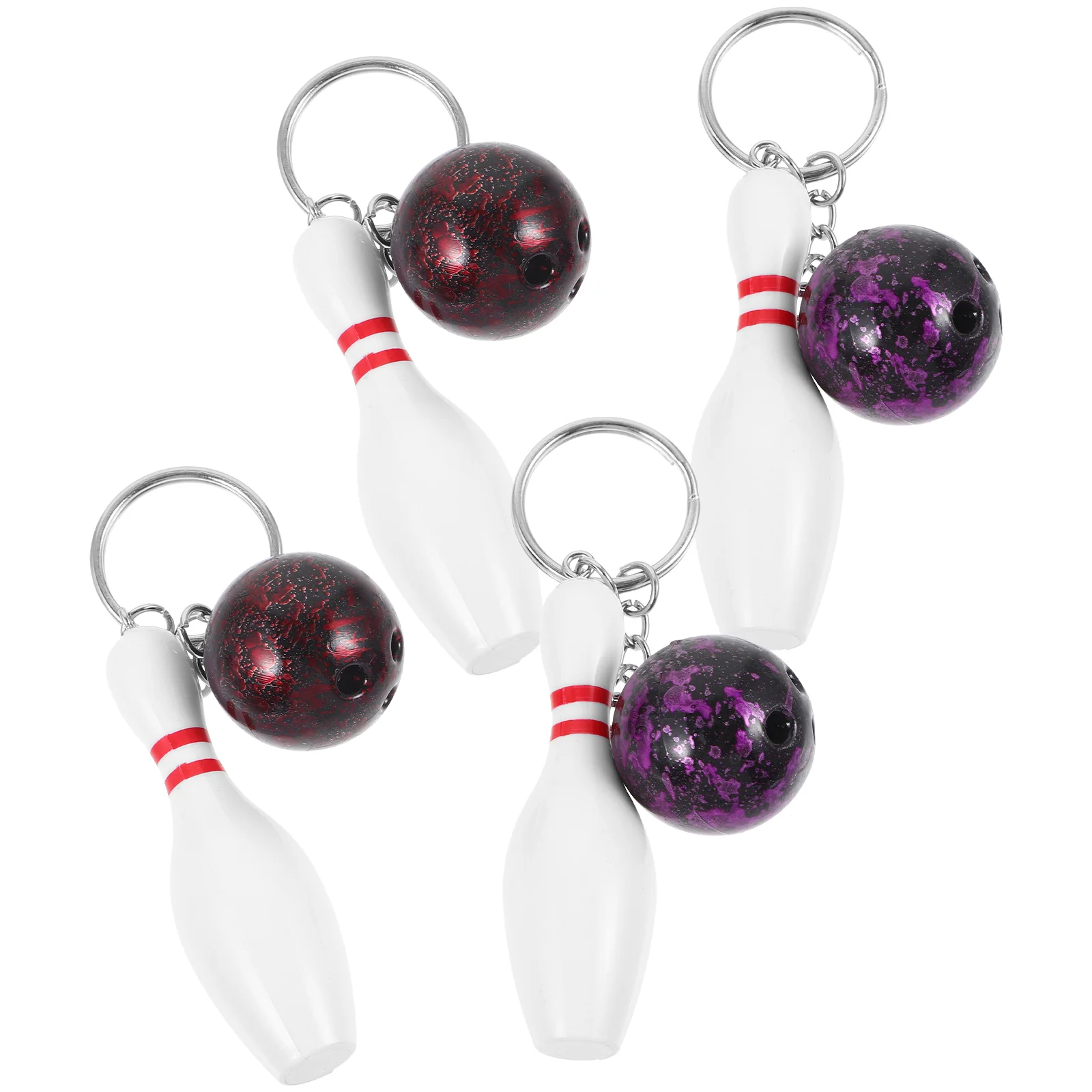 

4 Pcs Bowling Keychain Sports Keychains Delicate Fob Creative Shape Hanging Adorable Mini Pendant Exquisite