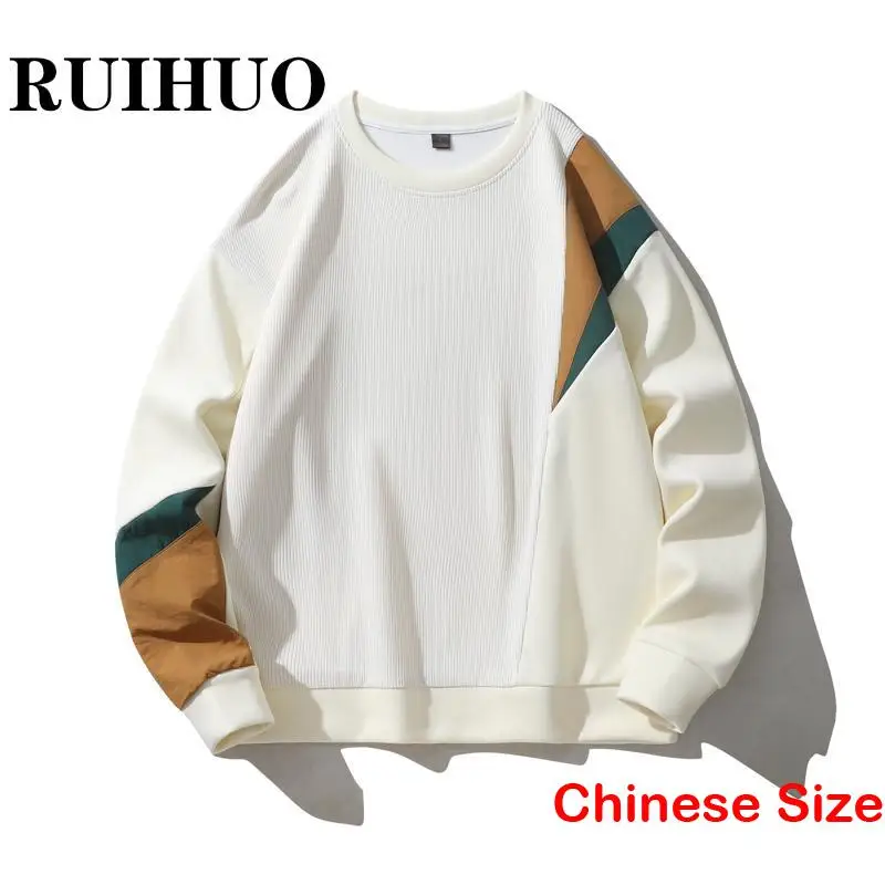 

Толстовка RUIHUO мужская с длинным рукавом, Свитшот в стиле пэчворк, уличная одежда, пуловер, 5XL, весна 2023