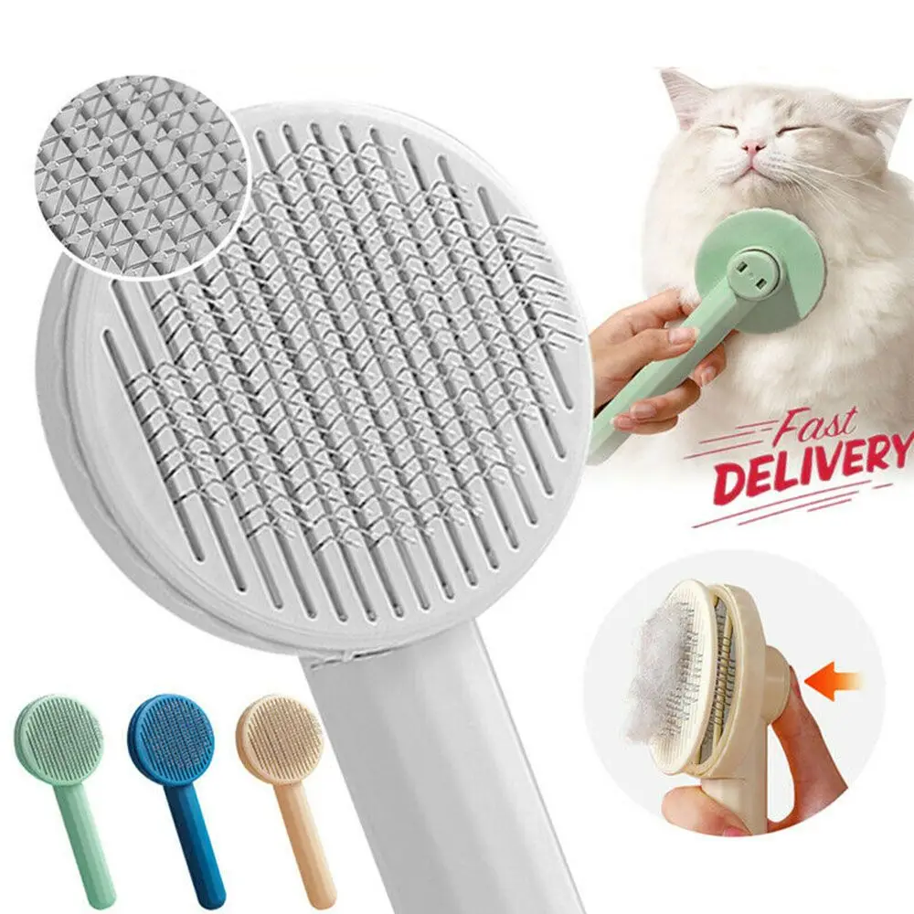 

Skin-friendly Tangled Hair Improves Circulation Massages Grooming Slicker Self Cleaning Pet Hair Comb Dog Cat Brush