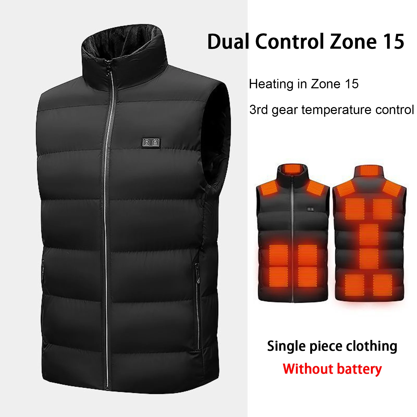 

Men Electric Heated Jackets Waterproof Interface Zipper Closure Smart Heating Vest Graphene Heat Coat for Outdoor Sports Fishing