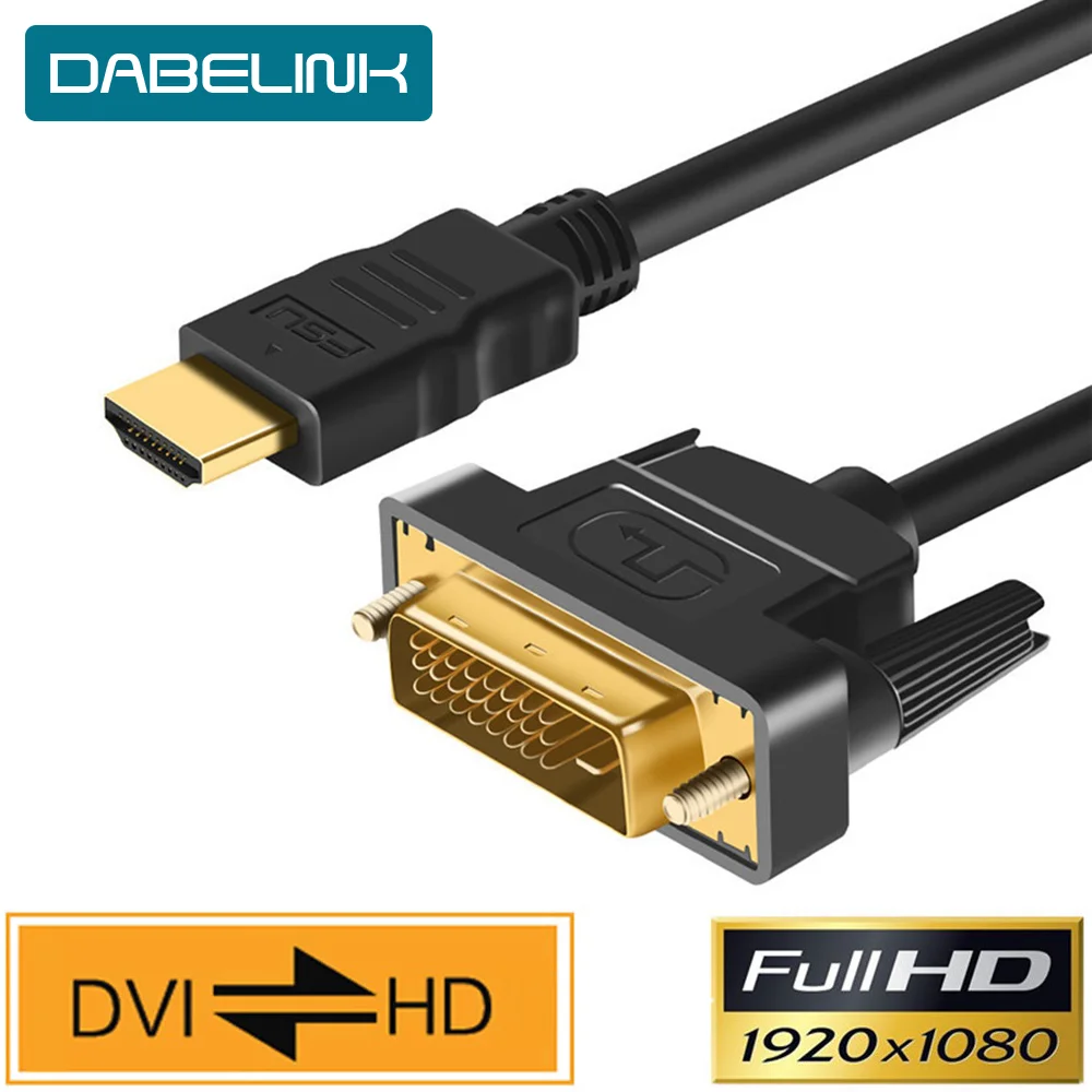 HDMI-compatible to DVI Cable  Male 24+1 DVI-D Male Adapter Gold Plated 1080P for HDTV DVD Projector PlayStation 4 PS4/3 TV BOX