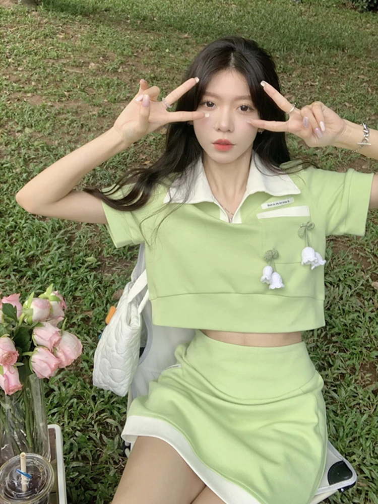 Женский модный костюм онлайн Новинка лета 2022 футболка с коротким рукавом и юбка в