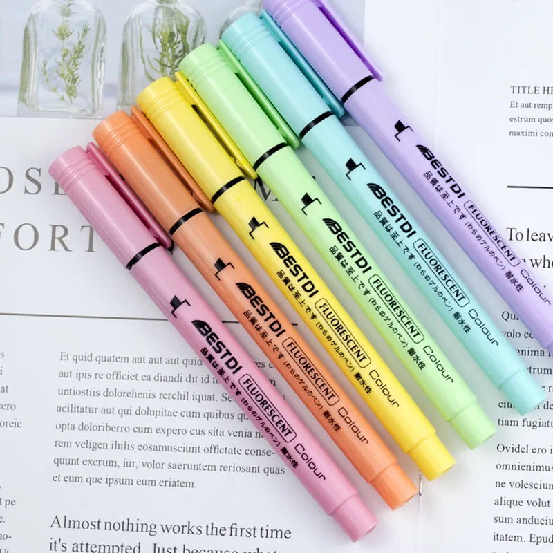 

2023 Learning Stationery Creative Hand-held Pen Highlighter Six-color Set Color Inclined Head Wink Graffiti Marker Hand Pen 10#