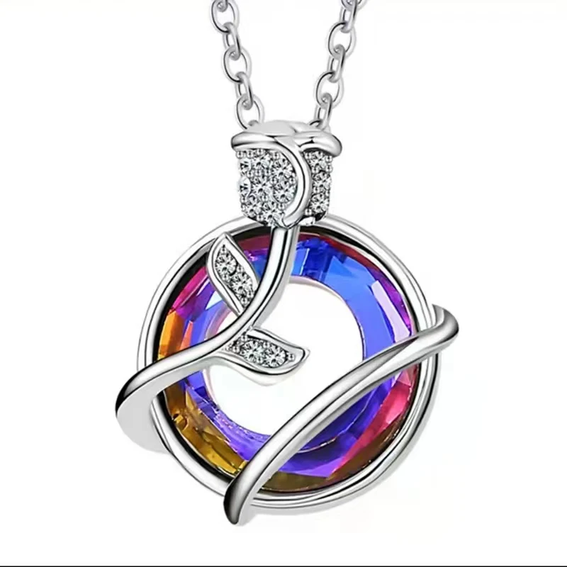 

Модное ожерелье KYTRD с белой розой, высокое качество, красочные кольца, Романтическая любовь, роза, кулон, подарок для семьи и друзей