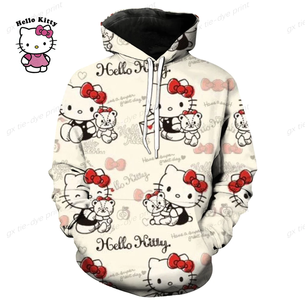 

2023 New Hello Kitty Streetwear Hoodies Fashion Hello Kitty Women Girl Sweatshirt Long Sleeve Harajuku Pullovers sudadera