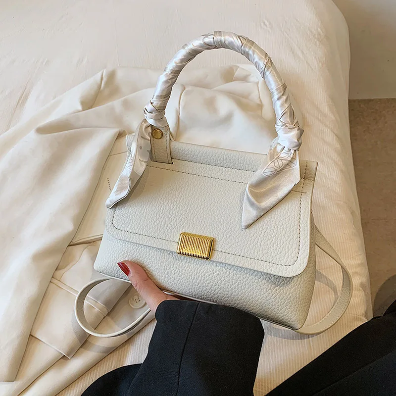 

Flap Handbag PU Leathersolid Color Buckle Simple Zipper Large Capacity Multi-color Optional Shoulder Messenger Bags For Woman