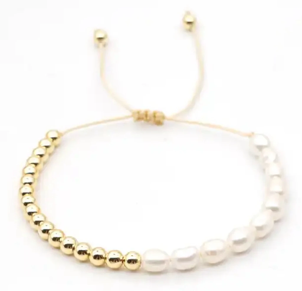 

5Pcs Charm Fashion Freshwater Pearl Bracelet For Women Jewelry Gold Plated Bead Jewellery Boho Adjustable Bracelets