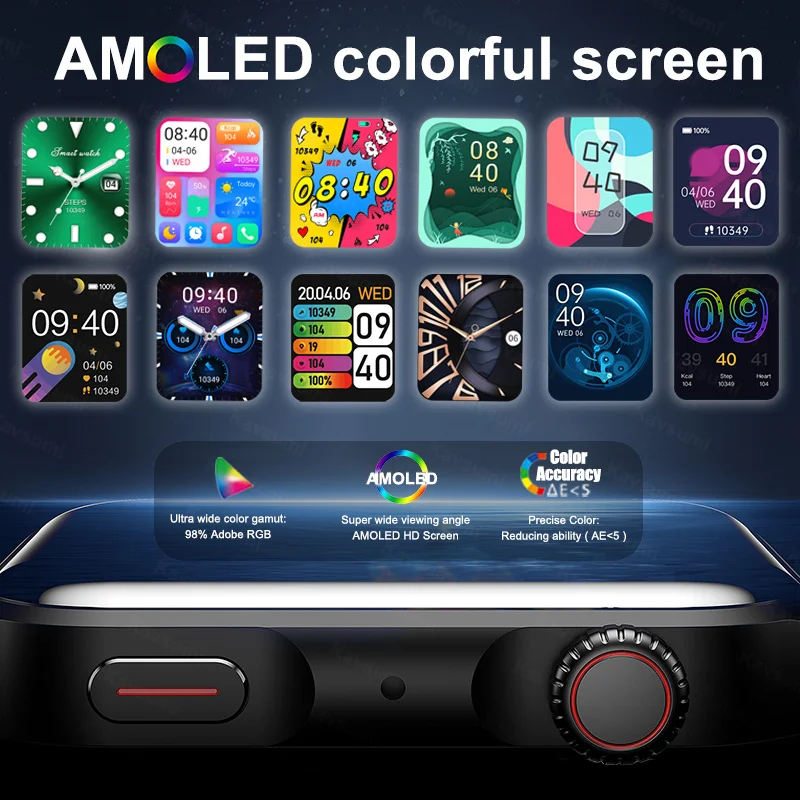 2023 New Smartwatch Mens AMOLED HD Screen Bluetooth Call IP68 Waterproof Heartrate Music Sport Women Smart Watch For Android IOS