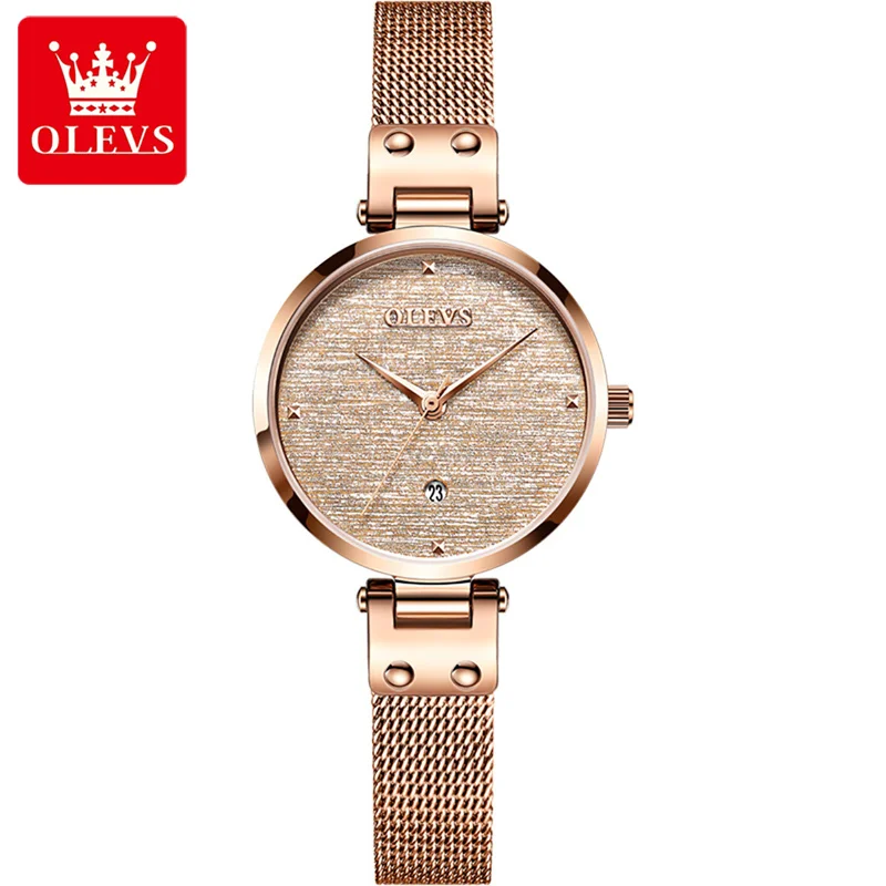 2023 New OLEVS Rose Gold Women's Watches Fashion Leather Wrist Watch Ladies Watch Auto Date Clock Relogio Feminino enlarge