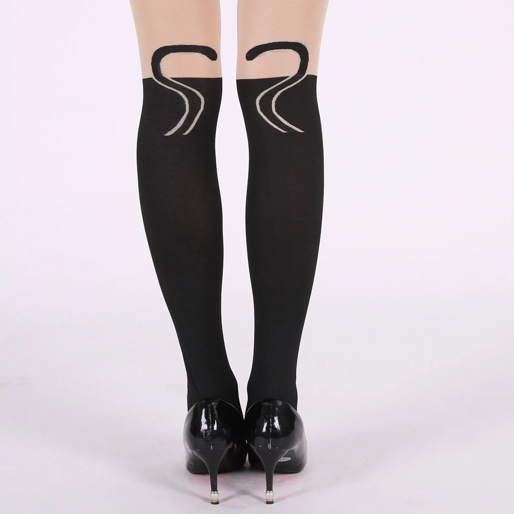 Новые чулки женские с милым кошачьим хвостом сексуальные прозрачные колготки