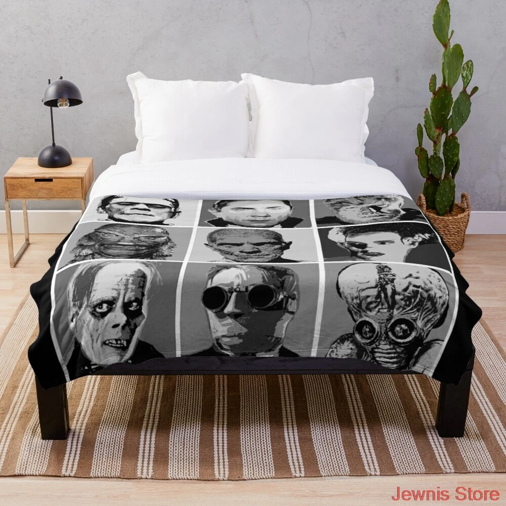 

Универсальное черно-белое Флисовое одеяло с мультяшным принтом, детское теплое покрывало для кровати, одеяло для новорожденных и взрослых