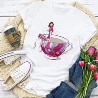 aesthetic print graphic t shirt women harajuku tshirt tee fashion ladies tee tops cute kawaii tee shirt coffee cup pattern