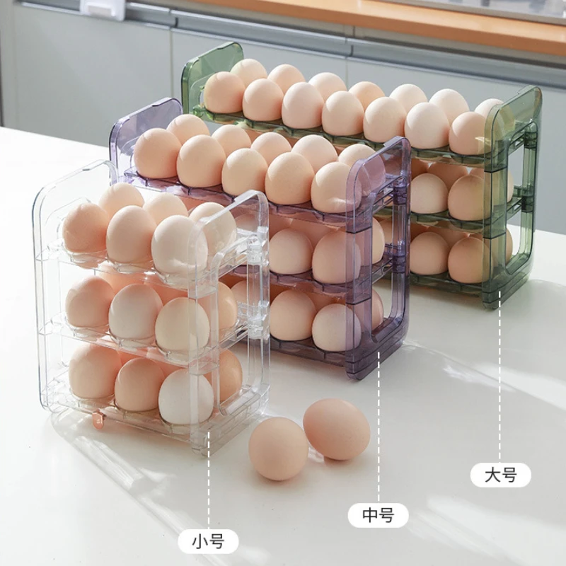 

3 Layer 42 30 18 Kitchen Egg Storage Box Holder Plastic Egg Transport Box Organizer for Fridge Refrigerator Container Portable
