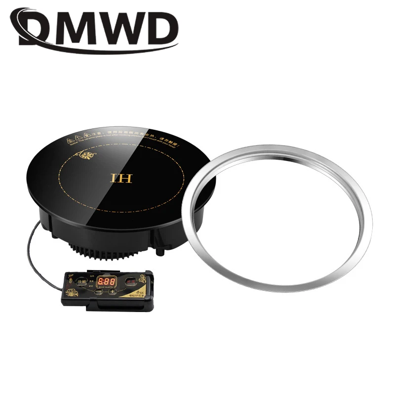 DMWD 2000 Вт/2200 Вт круглая электрическая индукционная плита, Встроенная мини-плита с проводным управлением, водонепроницаемая плита